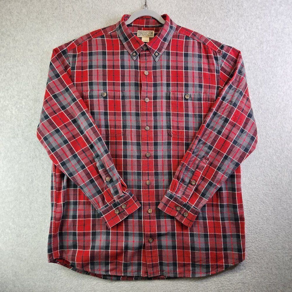 Duluth Flannel Shirt Mens XL Tall Red Plaid Free Swingin Pen Pocket Logger Cabin